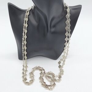 Stella & Dot Silver Tone Double Stranded Necklace #1962